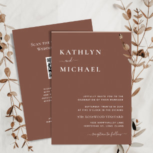 Terracotta QR Code All In One Modern Chic Wedding Invitation