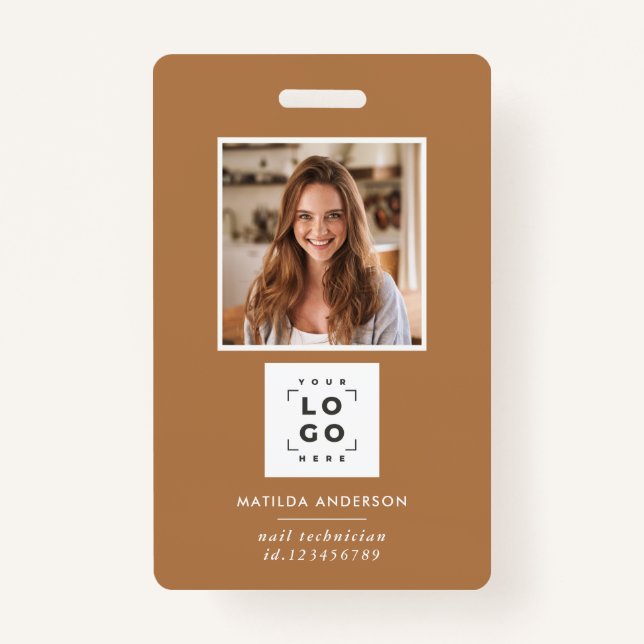 Terracotta QR code modern minimal photo abstract Badge (Front)