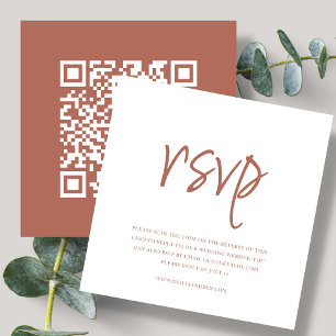 Terracotta QR Code Wedding RSVP Enclosure Card