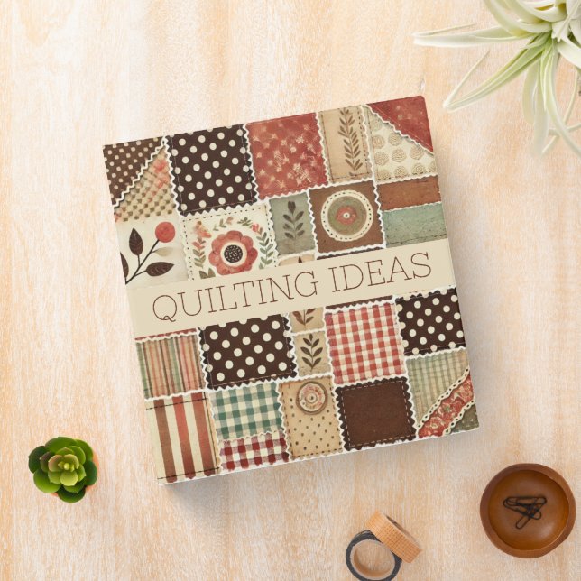 Terracotta Quilt Patchwork Floral Sewing Organizer Binder (In Situ)