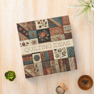 Terracotta Quilt Patchwork Floral Sewing Organizer Binder