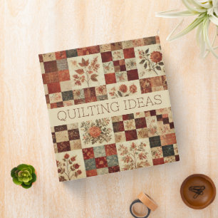 Terracotta Quilt Patchwork Floral Sewing Organizer Binder