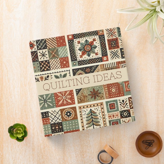 Terracotta Quilt Patchwork Floral Sewing Organizer Binder (In Situ)