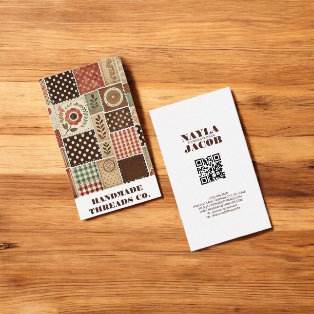 Terracotta Quilt Patchwork Handmade Clothing Business Card (Creator Uploaded)