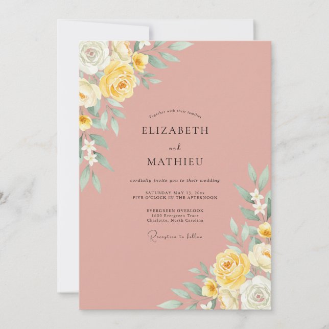 Terracotta Radiant Botanical Wedding Invitation (Front)