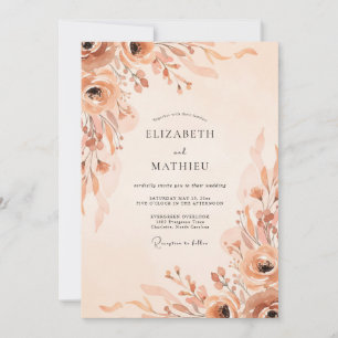 Terracotta Ranunculus Sage Wedding Invitation