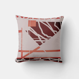 Terracotta Red Brown Warm Gray Diagonal Art Design Throw Pillow