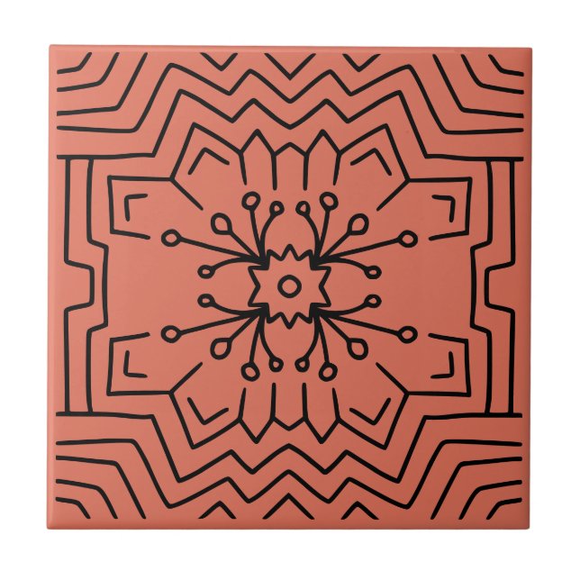 Terracotta red deco tile (Front)