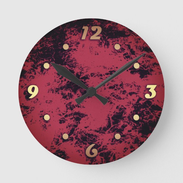 Terracotta red marble texture   round clock (Front)