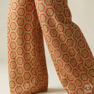 Terracotta Red Mustard Yellow Boho Geometric Fabric