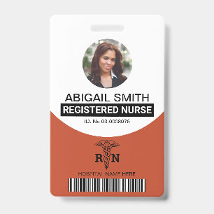 Terracotta Registered nurse caduceus photo  Badge