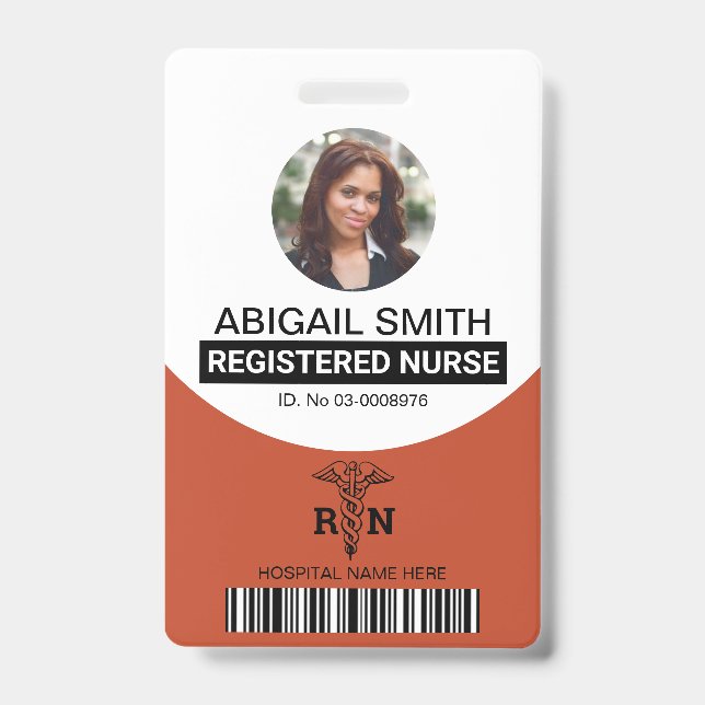 Terracotta Registered nurse caduceus photo  Badge (Front)