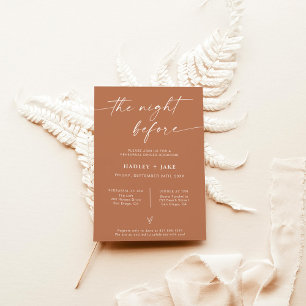 Terracotta Rehearsal Dinner Invite Night Before