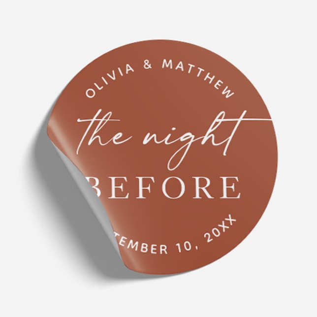 Terracotta Rehearsal Dinner | Night Before Fall Classic Round Sticker (Creator Uploaded)