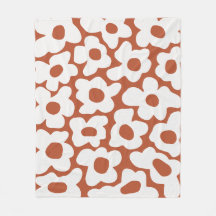 Terracotta Retro Groovy Baby Flowers Pattern