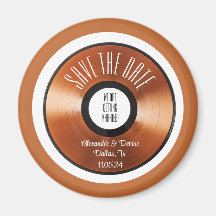Terracotta retro orange vinyl record save the date