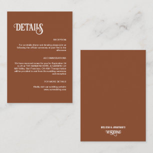 Terracotta Retro Thin Script Wedding Details Enclosure Card