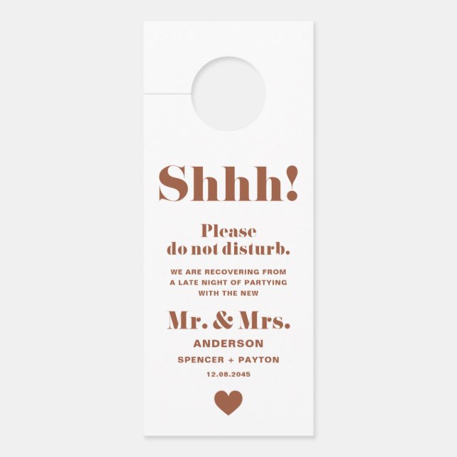 Terracotta Retro Typography Do Not Disturb Wedding Door Hanger (Front)
