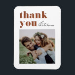 Terracotta Retro Typography Modern Photo Wedding Magnet<br><div class="desc">Send heartfelt appreciation with our customizable photo wedding thank you magnet, designed to beautifully blend retro bold typography with an elegant handwritten script. This thank you magnet offers a unique and stylish way to express your gratitude to guests who celebrated your special day. Personalize the card with your details. You...</div>