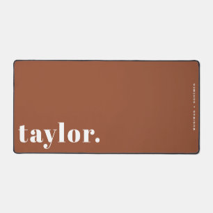 Terracotta Retro Typography Personalized Desk Mat