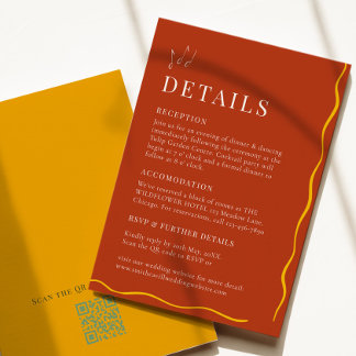 Terracotta Retro Wedding Details Card