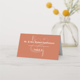 Terracotta Reverse Ampersand Wedding | Folded Seat Place Card