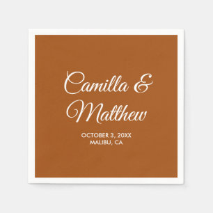 Terracotta Romantic Script Personalized Wedding Napkin
