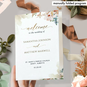 Terracotta rose Floral Mariage programme de cérémo