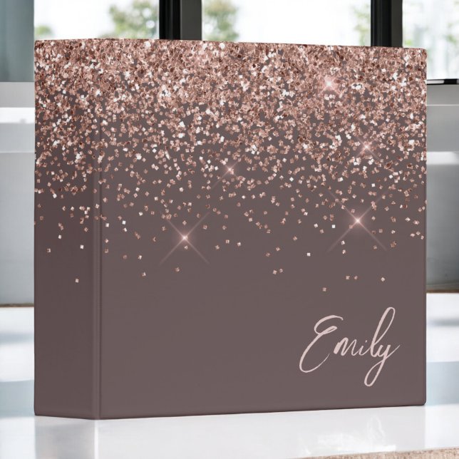 Terracotta Rose Gold Blush Pink Glitter Monogram Binder (Creator Uploaded)