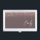 Terracotta Rose Gold Blush Pink Glitter Monogram Business Card Holder<br><div class="desc">Terracotta and Rose Gold - Blush Pink Sparkle Glitter Script Monogram Name Business Card Holder. This makes the perfect sweet 16 birthday,  wedding,  bridal shower,  anniversary,  baby shower or bachelorette party gift for someone that loves glam luxury and chic styles.</div>