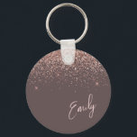 Terracotta Rose Gold Blush Pink Glitter Monogram Keychain<br><div class="desc">Terracotta and Rose Gold - Blush Pink Sparkle Glitter Script Monogram Name Keychains (Key Chain). This makes the perfect sweet 16 birthday,  wedding,  bridal shower,  anniversary,  baby shower or bachelorette party gift for someone that loves glam luxury and chic styles.</div>