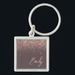 Terracotta Rose Gold Blush Pink Glitter Monogram Keychain<br><div class="desc">Terracotta and Rose Gold - Blush Pink Sparkle Glitter Script Monogram Name Keychains (Key Chain). This makes the perfect sweet 16 birthday,  wedding,  bridal shower,  anniversary,  baby shower or bachelorette party gift for someone that loves glam luxury and chic styles.</div>
