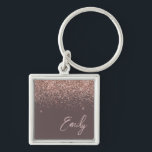 Terracotta Rose Gold Blush Pink Glitter Monogram Keychain<br><div class="desc">Terracotta and Rose Gold - Blush Pink Sparkle Glitter Script Monogram Name Keychains (Key Chain). This makes the perfect sweet 16 birthday,  wedding,  bridal shower,  anniversary,  baby shower or bachelorette party gift for someone that loves glam luxury and chic styles.</div>