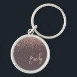 Terracotta Rose Gold Blush Pink Glitter Monogram Keychain<br><div class="desc">Terracotta and Rose Gold - Blush Pink Sparkle Glitter Script Monogram Name Keychains (Key Chain). This makes the perfect sweet 16 birthday,  wedding,  bridal shower,  anniversary,  baby shower or bachelorette party gift for someone that loves glam luxury and chic styles.</div>