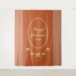 Terracotta Rose Wedding Backdrop Tapestry
