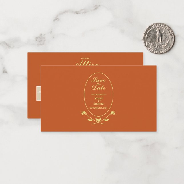 Terracotta Rose Wedding Colour Enclosure Card (Front/Back In Situ)