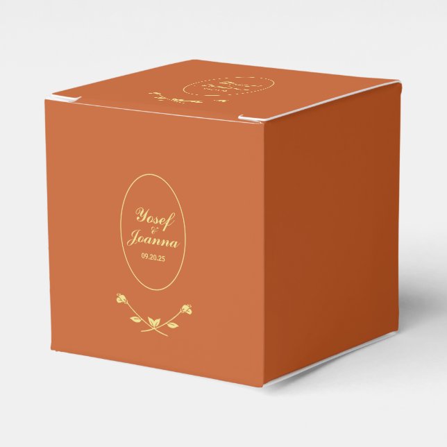 Terracotta Rose Wedding Favor Box (Front Side)