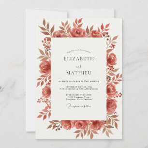 Terracotta Rose Wedding Invitation