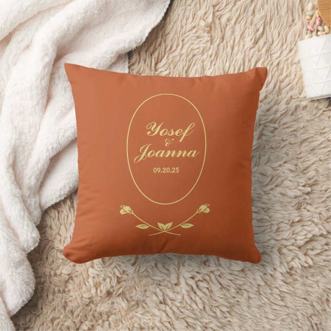 Terracotta Rose Wedding Throw Pillow (Blanket)