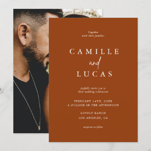 Terracotta Rust Burnt Orange Photo Wedding Invitation
