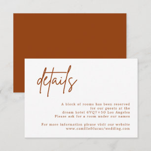 Terracotta Rust Burnt Orange Wedding Details card