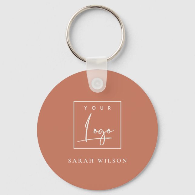 Terracotta Rust Custom Promotional Business Logo Keychain (Front)
