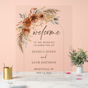 Terracotta Rust Fall Floral Mariage Bienvenue