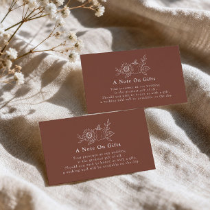 Terracotta Rust Fall Wedding A Note On Gifts Enclosure Card