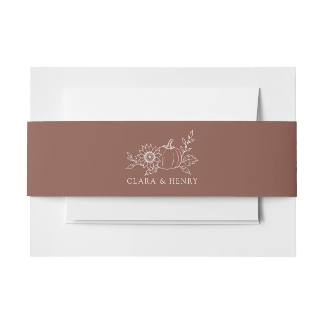 Terracotta Rust Fall Wedding Invitation Belly Band (Front Example)