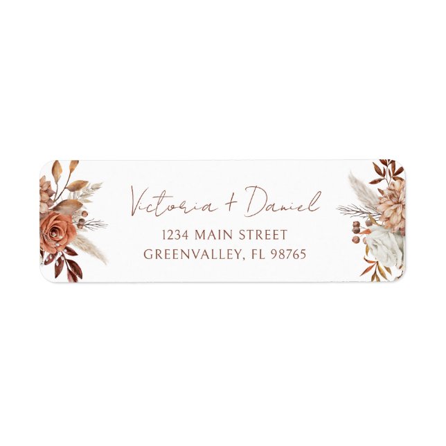 Terracotta Rust Floral Boho Autumn Foliage Wedding (Front)