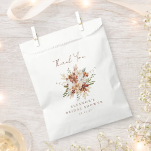 Terracotta Rust Floral Boho Bridal Shower Thanks Favour Bag