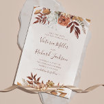 Terracotta Rust Flowers Boho Earthy Fall Foliage Save The Date<br><div class="desc">Modern boho style Save the date cards featuring watercolor flowers and fall leaves in earthy tones like rust brown,  burnt orange and terracotta. Perfect choice for autumn weddings.</div>