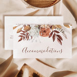 Terracotta Rust Flowers Boho Fall Accommodations Enclosure Card<br><div class="desc">Modern bohemian style wedding accommodation enclosure cards featuring watercolor flowers and fall leaves in earthy tones like rust brown,  burnt orange and terracotta. Perfect choice for autumn weddings.</div>
