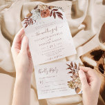 Terracotta Rust Flowers Boho Fall Foliage Wedding All In One Invitation<br><div class="desc">Modern bohemian style wedding invitations featuring watercolor flowers and fall leaves in earthy tones like rust brown,  burnt orange and terracotta. Perfect choice for autumn weddings.</div>